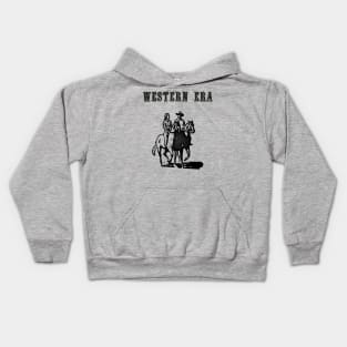 Western Era - Cowboy and Cowgirl on Horseback Kids Hoodie